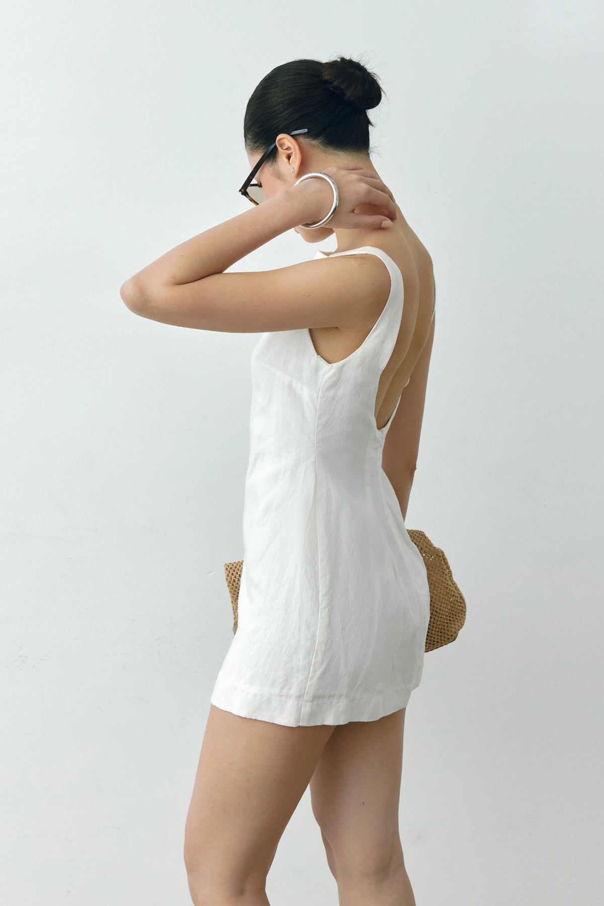 White Linen Mini Dress
