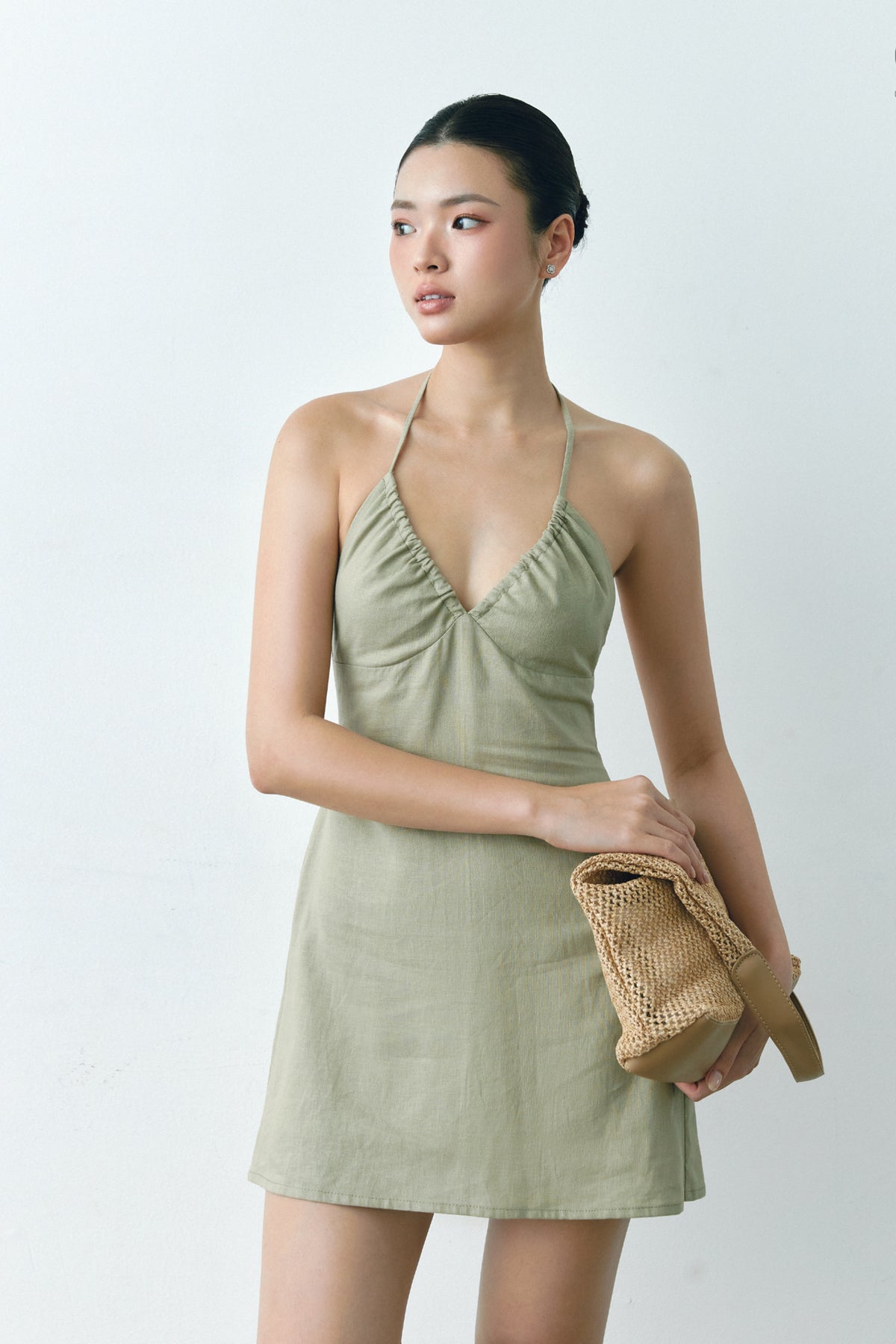 Linen Halter Mini Dress