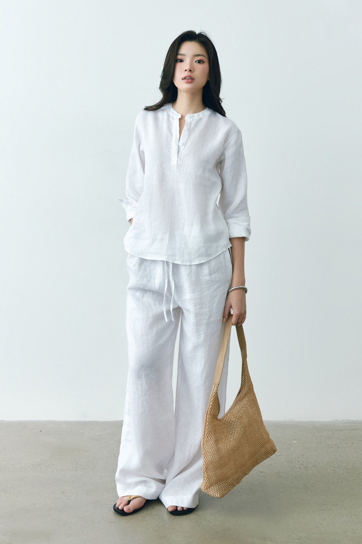 Linen Wide-Leg Pants