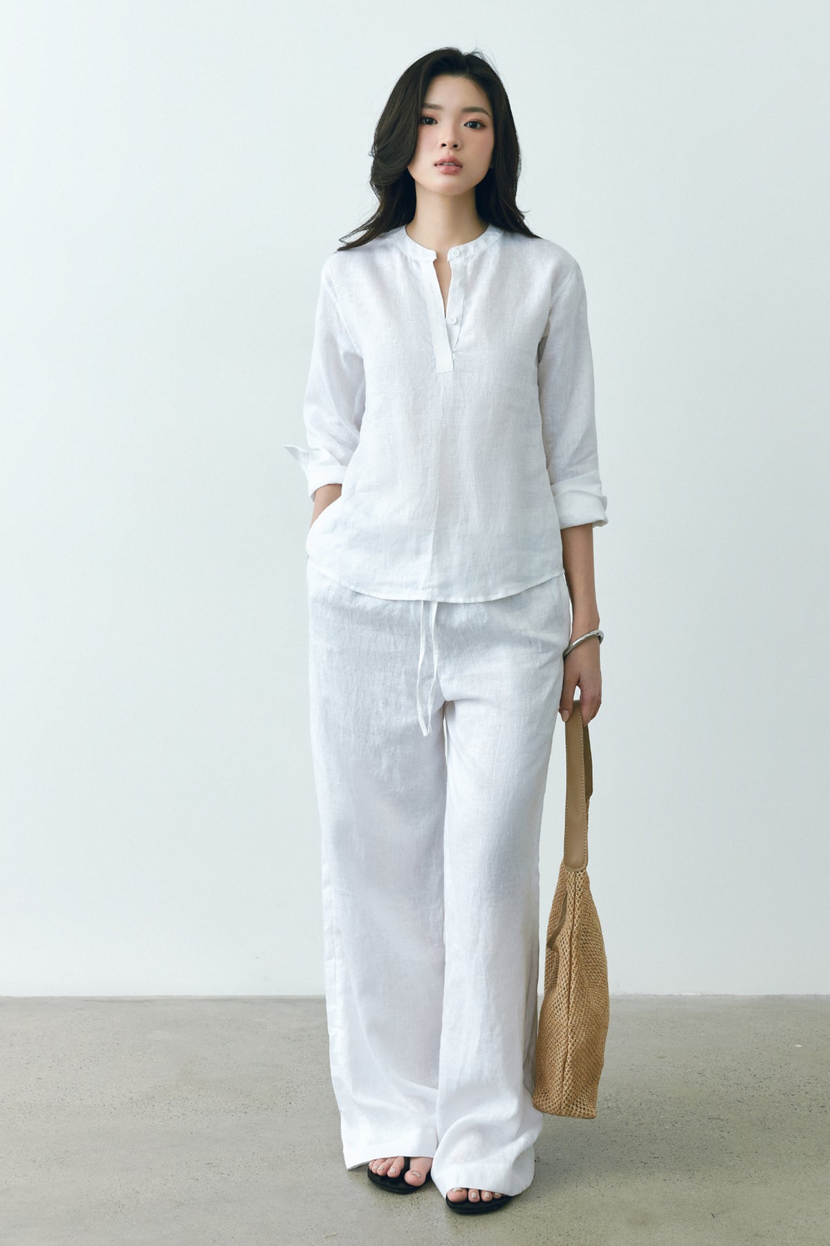 Linen Wide-Leg Pants